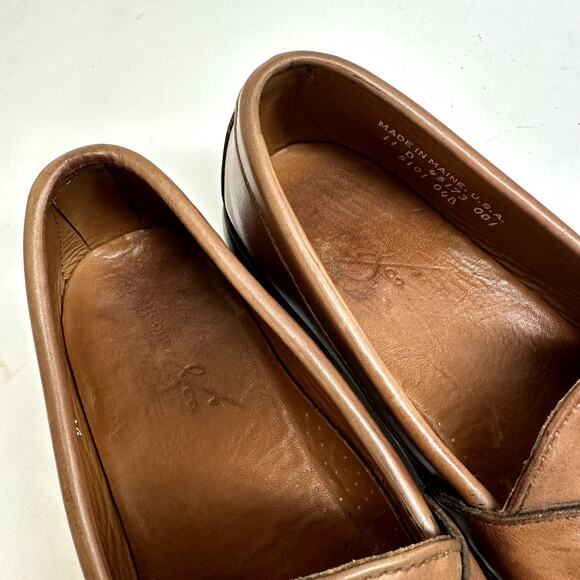 EXCELLENT Rancourt & Co. Horsebit Loafers UNWORN HEELS Tan Calf Handsewn USA 11 - Picture 9 of 12